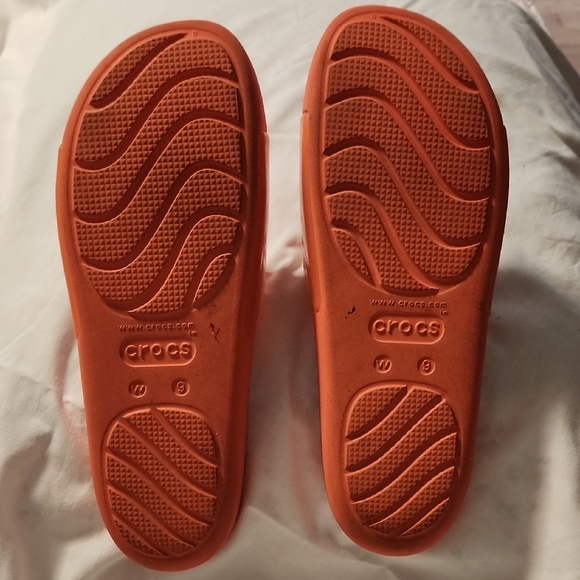 Crocs Women's Orange Slide Sandals - Picture 2 of 4